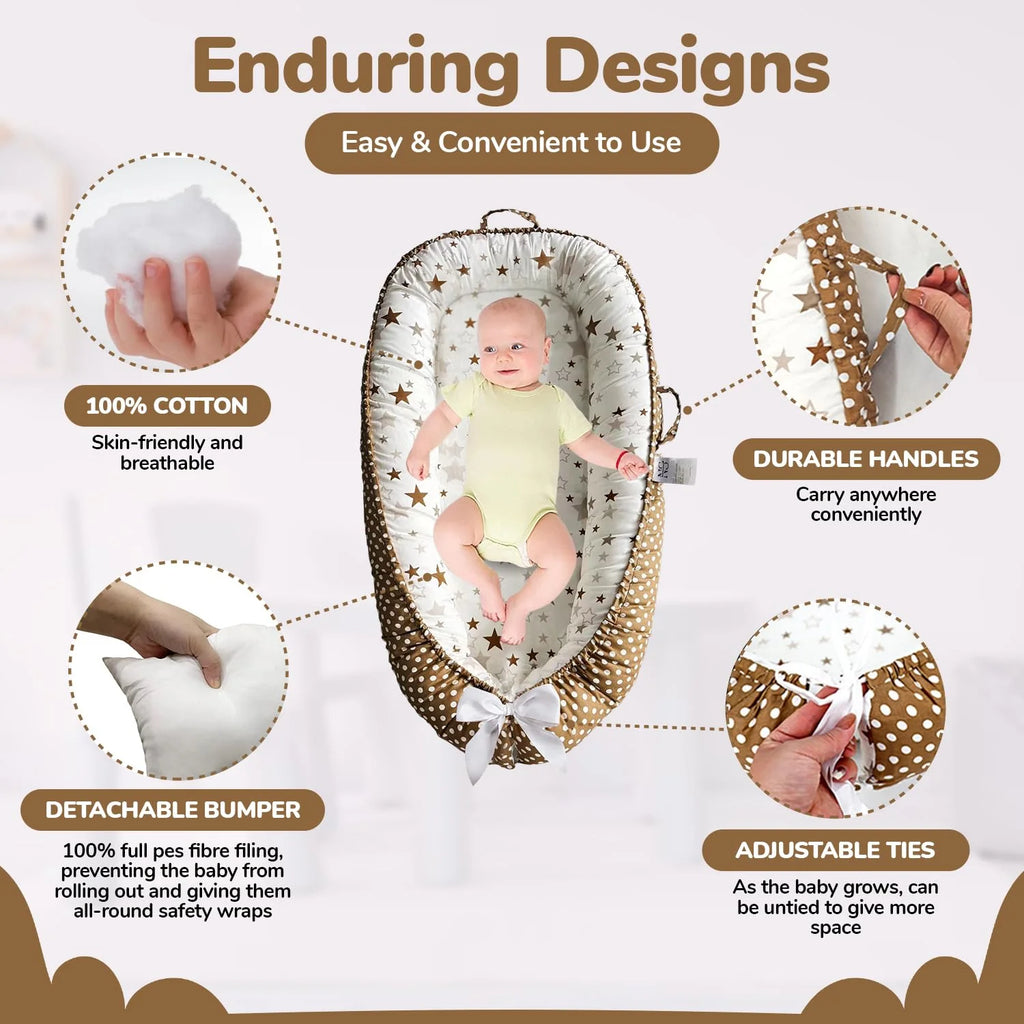 Baby Lounger - Baby Lounger for Newborn 0-24 Months – 100% Cotton Breathable & Soft Infant Nest for Tummy Time & Play, Portable Baby Floor Seat for Travel – Newborn Essentials Gift