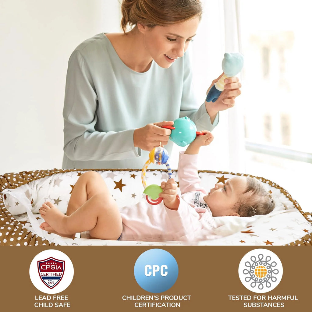 Baby Lounger - Baby Lounger for Newborn 0-24 Months – 100% Cotton Breathable & Soft Infant Nest for Tummy Time & Play, Portable Baby Floor Seat for Travel – Newborn Essentials Gift