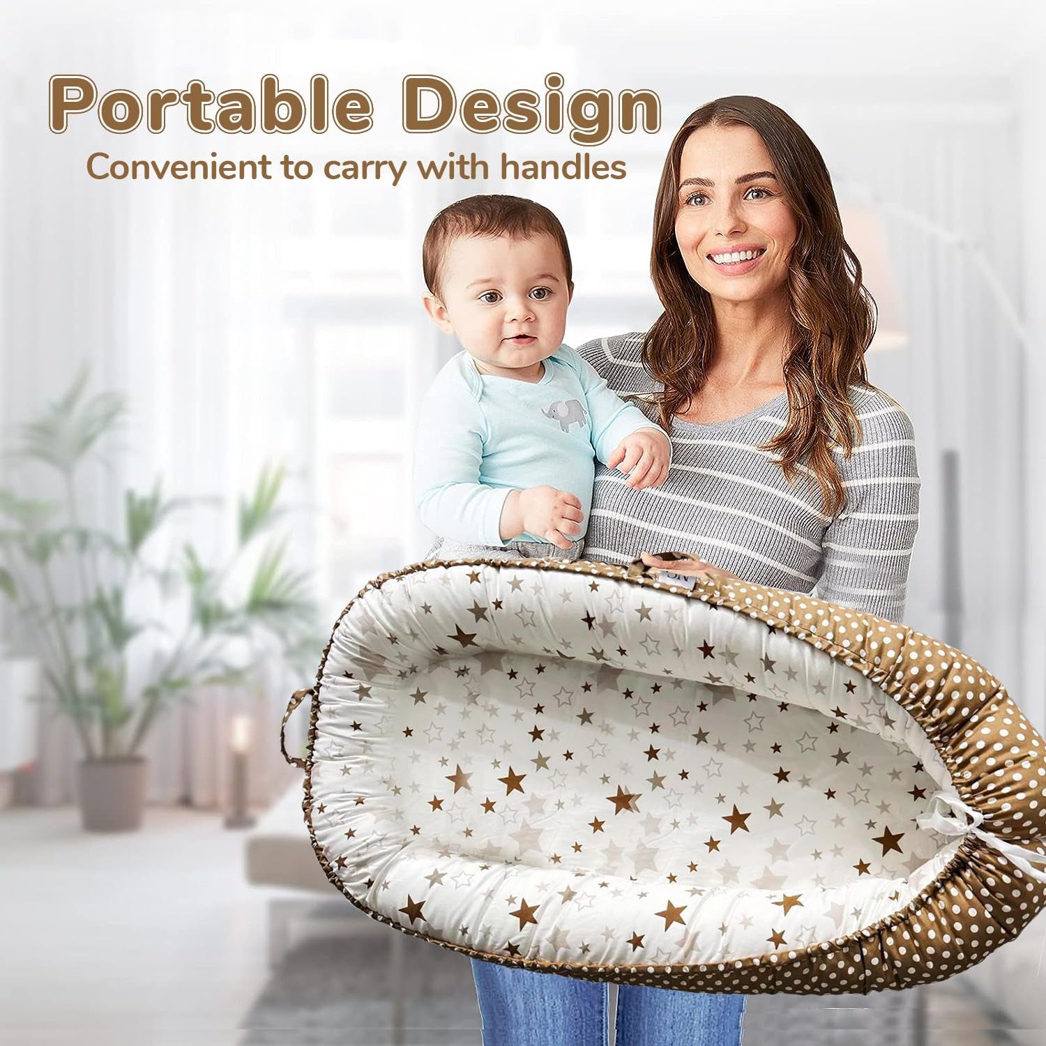 Baby Lounger - Baby Lounger for Newborn 0-24 Months – 100% Cotton Breathable & Soft Infant Nest for Tummy Time & Play, Portable Baby Floor Seat for Travel – Newborn Essentials Gift