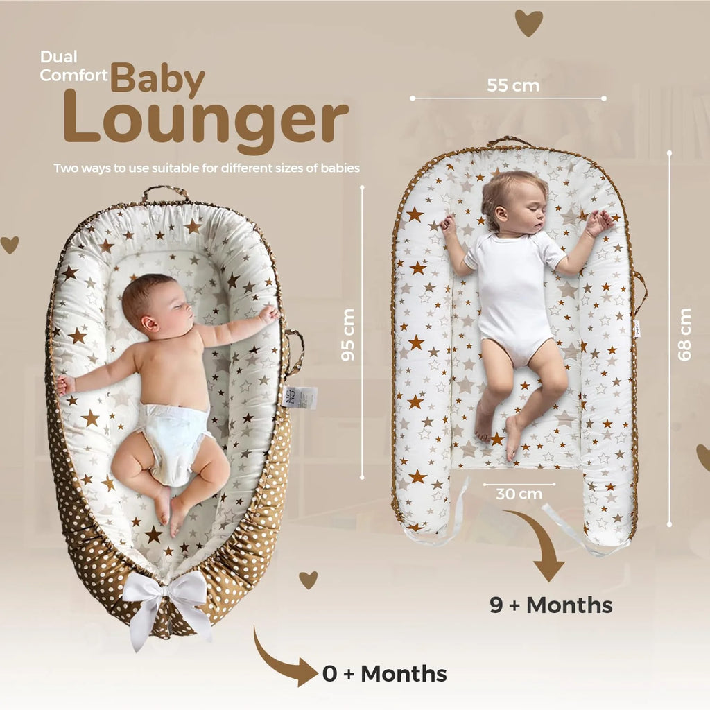 Baby Lounger - Baby Lounger for Newborn 0-24 Months – 100% Cotton Breathable & Soft Infant Nest for Tummy Time & Play, Portable Baby Floor Seat for Travel – Newborn Essentials Gift