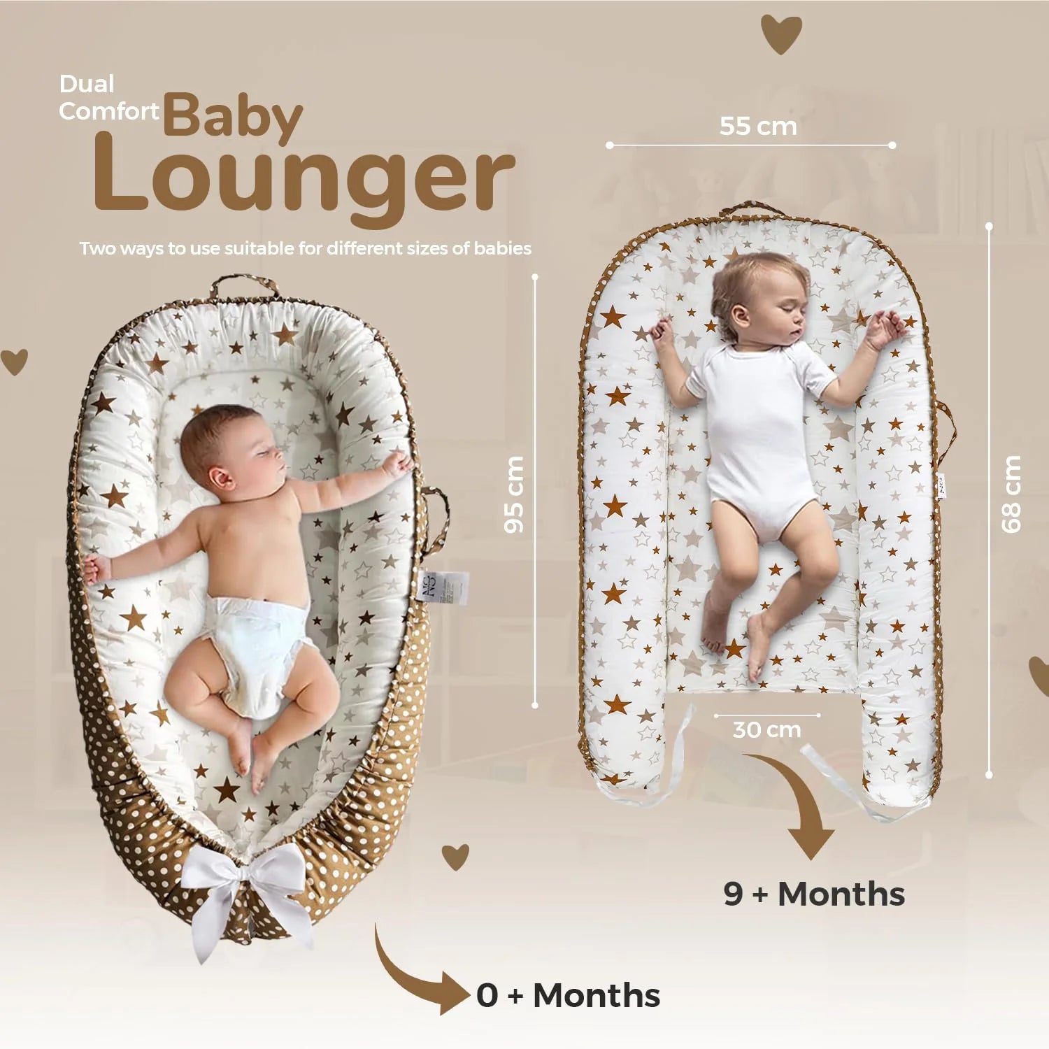 Baby Lounger - Baby Lounger for Newborn 0-24 Months – 100% Cotton Breathable & Soft Infant Nest for Tummy Time & Play, Portable Baby Floor Seat for Travel – Newborn Essentials Gift