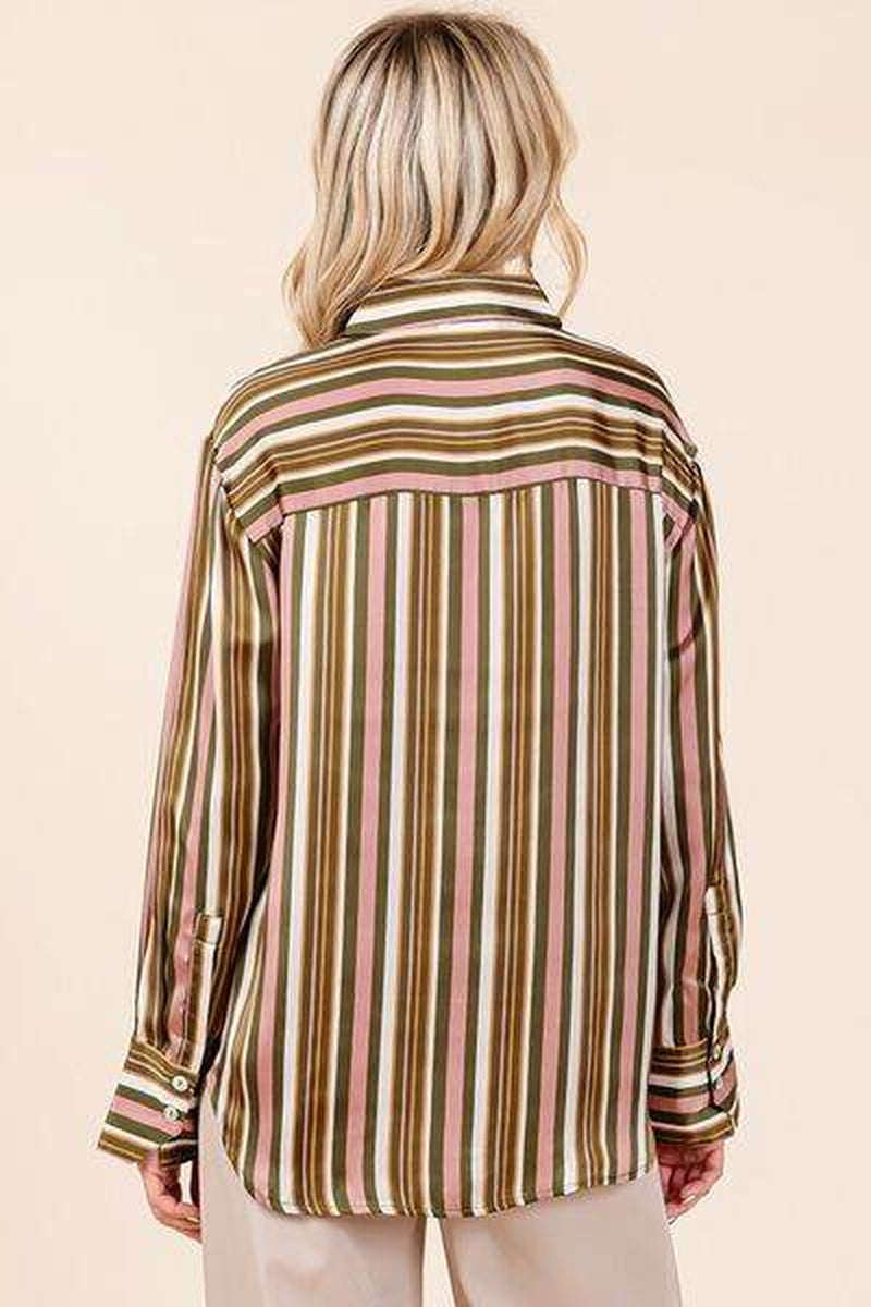 Mittoshop Striped Button down Satin Shirt