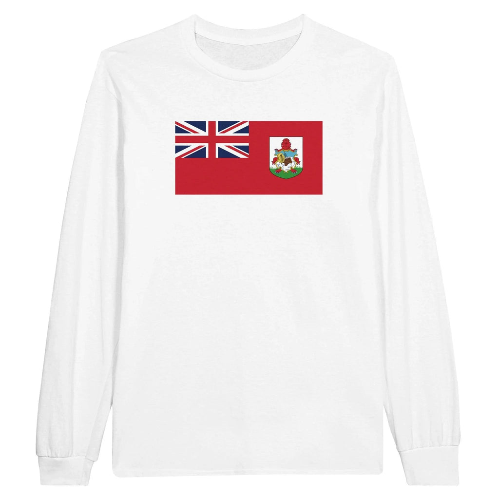 T-Shirt À Manches Longues – Drapeau Bermudes – Imprimé – Coton Mélangé
