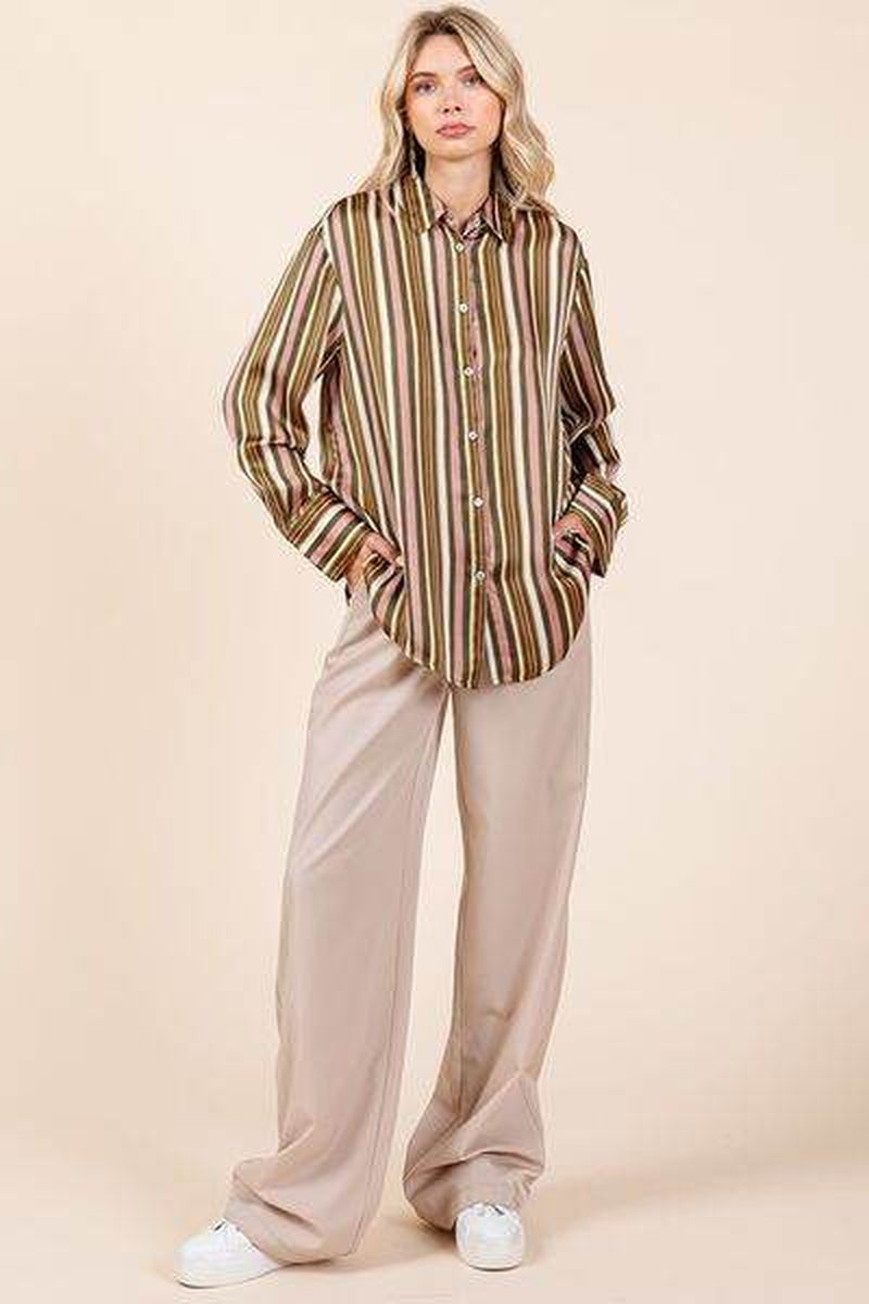 Mittoshop Striped Button down Satin Shirt
