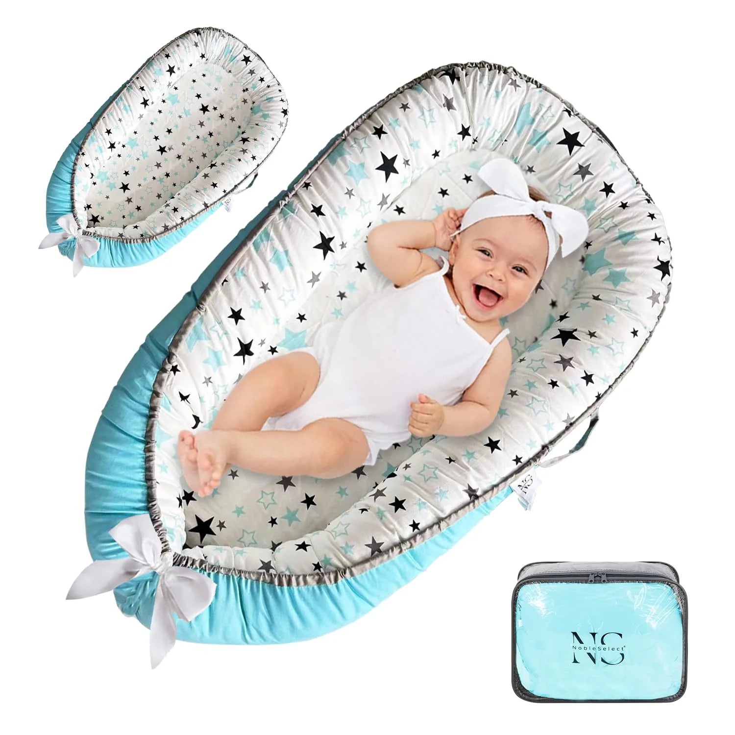 Baby Lounger - Baby Lounger for Newborn 0-24 Months – 100% Cotton Breathable & Soft Infant Nest for Tummy Time & Play, Portable Baby Floor Seat for Travel – Newborn Essentials Gift