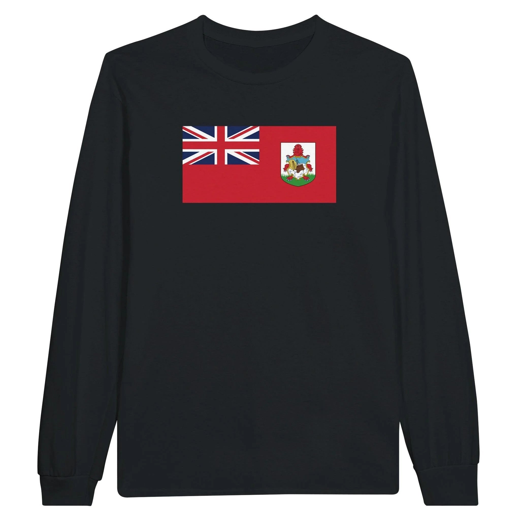 T-Shirt À Manches Longues – Drapeau Bermudes – Imprimé – Coton Mélangé