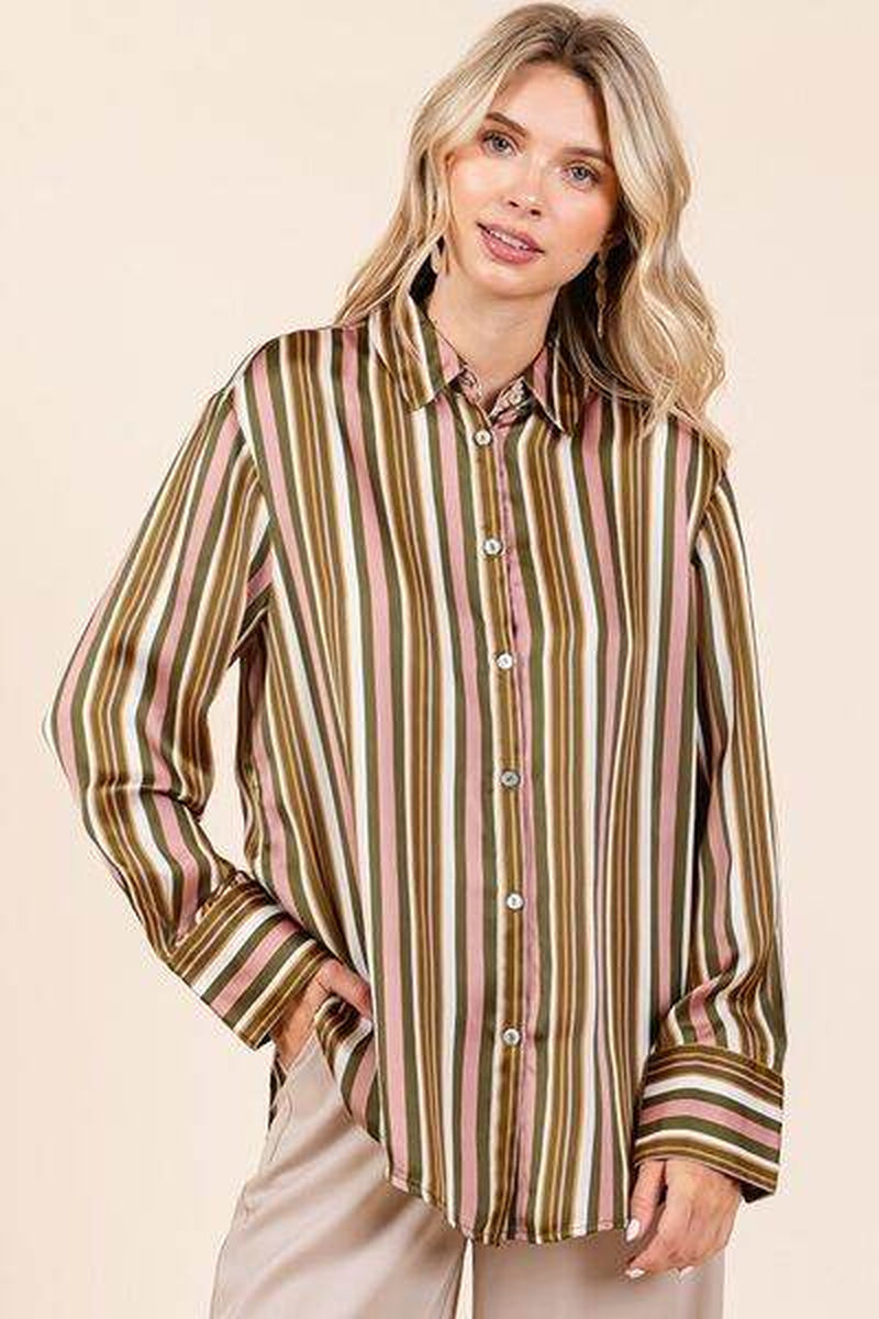 Mittoshop Striped Button down Satin Shirt